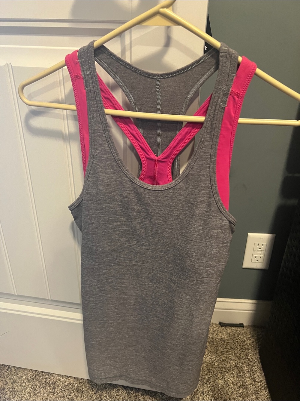 Lululemon Racerback Tank with Pink Sports Bra Layer